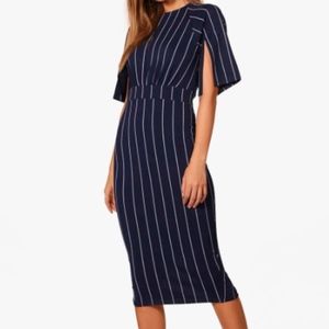 Stripe Split Sleeve Midi Dress